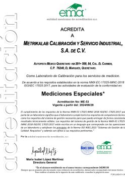 Acreditación mediciones especiales Acreditación mediciones especiales
